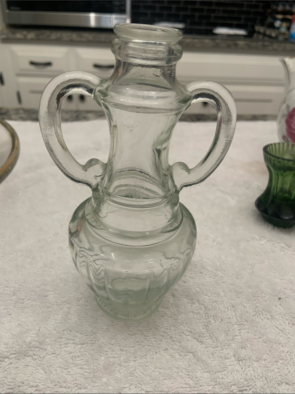 Avon Pale Green Double-Handled Glass Vase